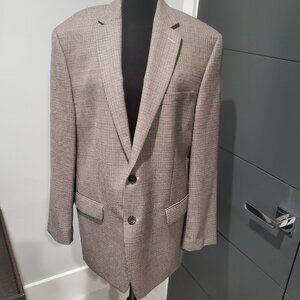 Lauren Ralph Lauren Brown Wool Houndstooth Check Lined Blazer